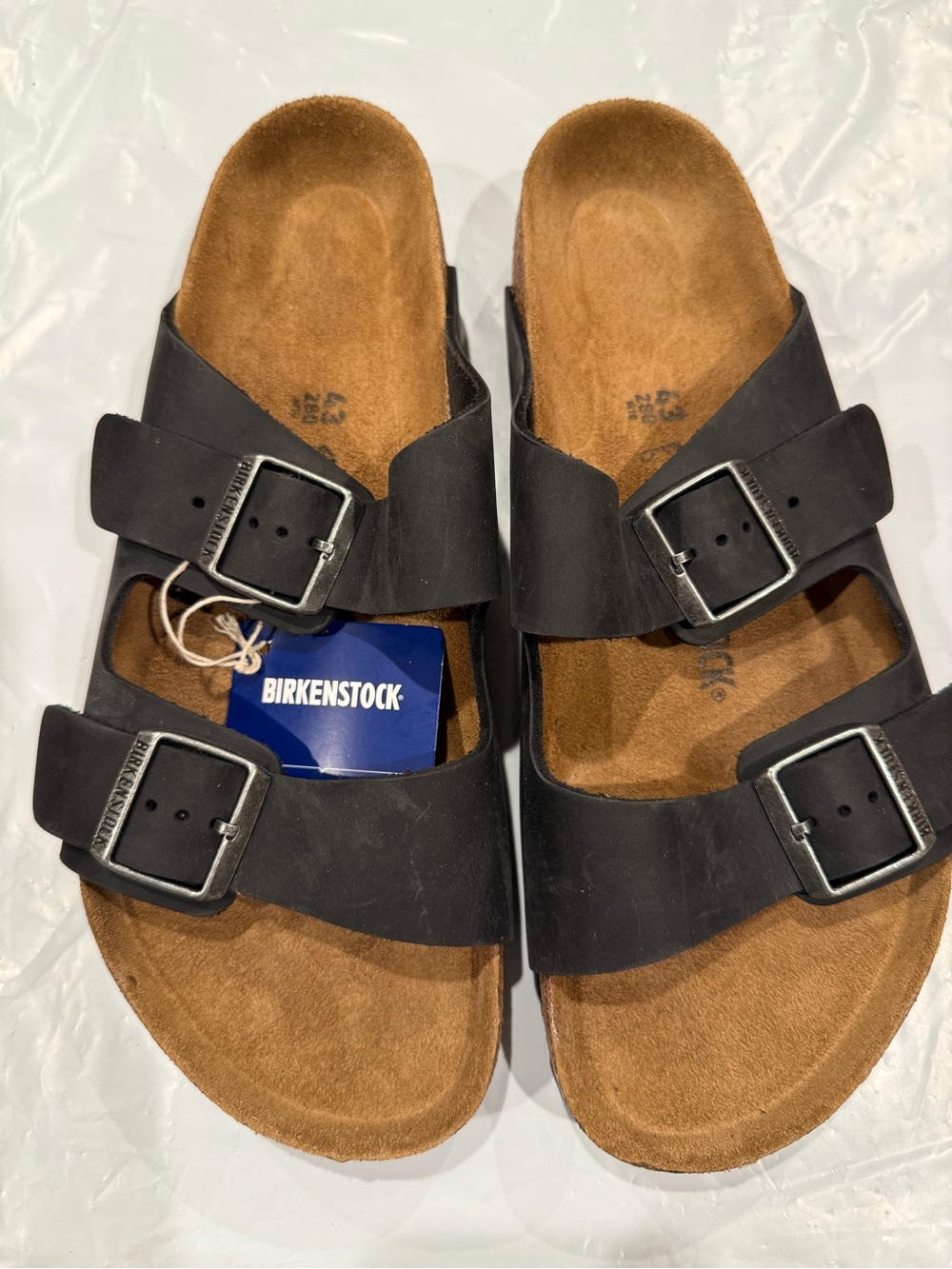 Birkenstock Arizona Men's Black Leather Two-Strap Sandals size 43